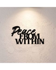 Buddha Stones Peace From Within Minimalist Typography Iron Metal Meaningful Symbols Wall Art - Approx. 25cm x 13.3cm x 0.1cm / 9.84in x 5.24in x 0.04in