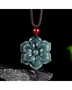 Buddha Stones Peach Blossom Jade Prosperity Necklace Pendants - Jade