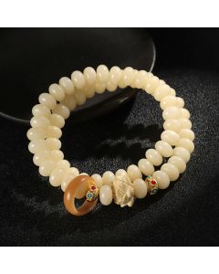 Buddha Stones Bodhi Seed Peach Wood Lotus Wealth Double Wrap Bracelet - Bodhi Seed(Wrist Circumference: 14-16cm)
