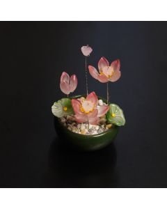 Buddha Stones Peony Lotus Liuli Flowerpot Handmade Mindful Living Decor - Purple Lotus