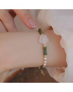 Buddha Stones Peridot Bamboo Flower Agate Pearl Peace Bracelet - Peridot(Love♥Loyalty)(Wrist Circumference 14-16cm)
