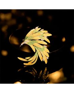 Buddha Stones Phoenix Feather Strength Copper Brooch - Green Phoenix About 4.5*4.4cm