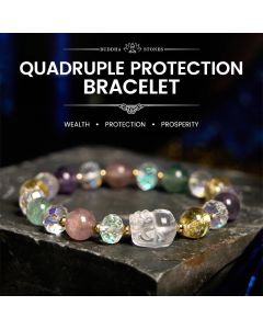 Buddha Stones PiXiu White Crystal Citrine Green Strawberry Quartz Amethyst Luck Bracelet - Various Crystal(Wrist Circumference: 14-16cm)