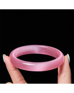 Buddha Stones Pink Cat's Eye Stone Peace Love Cuff Bangle Bracelet - Pink Cat's Eye(Support ♥ Love) / 62mm