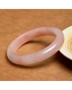 Buddha Stones Pink Golden Silk Jade Wealth Luck Bracelet Bangle - Round / 60-62mm
