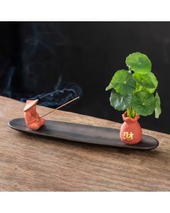 Buddha Stones Pixiu Wealth Home Decoration Incense Burner - Yellow Tangerine(25.7*7.5*5.8 cm)