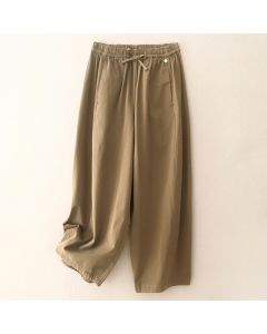 Buddha Stones Plain 7-8 Length Women's Harem Cotton Pants With Pockets - DarkSlateGray / US6，UK/AU10，EU38 (XL)
