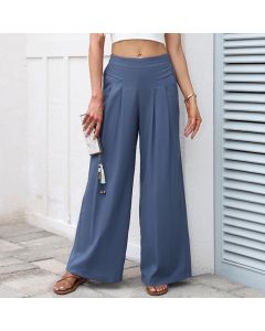 Buddha Stones Plain Color Cotton Linen High Waist Women's Wide Leg Pants With Pockets - White / US16，UK/AU20，EU48 (3XL)