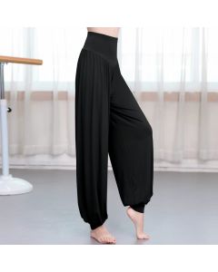 Buddha Stones Plain Color Loose Modal Yoga Dance Harem Pants - Yellow / US12，UK/AU16，EU44 (3XL)