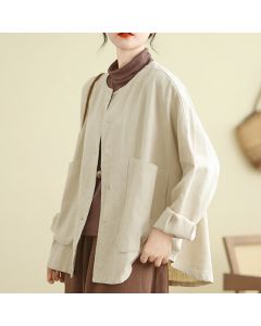 Buddha Stones Plain Design Long Sleeve Women's Jacket With Pockets - Black / US6，UK/AU10，EU38 (M)
