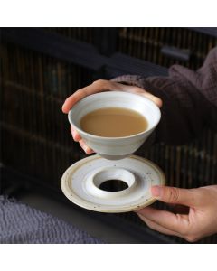 Buddha Stones Planet Design Ceramic Coffee Mug Rough Pottery Tea Coffee Cup With Saucer - Purple Red 11.7cm*11.7cm*6.7cm*120ml
