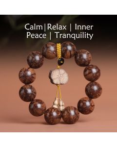 Buddha Stones Plum Blossom Wood Inner Peace Bracelet - 20mm(Wrist Circumference 19-21cm)