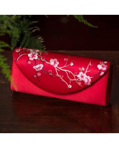 Buddha Stones Plum Bossom Tulip Su Embroidery Wedding Shopping Purse Handbag Crossbody Bag - Smoky Purple (Tulip) 24*5.5*11cm