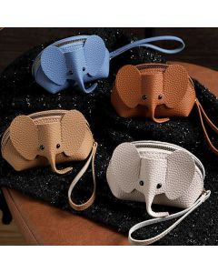 Buddha Stones PU Leather Lucky Elephant Wristlet Wallet - Linen (Approx. 10 cm × 3 cm × 8 cm)