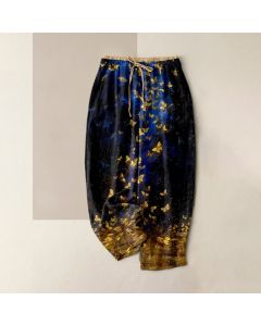 Buddha Stones Pure Cotton Gold Butterfly Gradient Pattern Women's Elastic Waist Pants With Pockets - DarkGreen / US16，UK/AU20，EU48 (3XL)