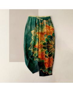 Buddha Stones Pure Cotton Gold Mandala Pattern Women's Elastic Waist Pants With Pockets - Navy / US16，UK/AU20，EU48 (3XL)