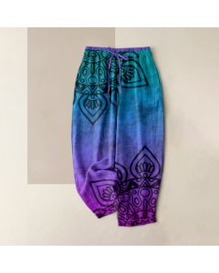 Buddha Stones Pure Cotton Gradient Mandala Pattern Women's Elastic Waist Pants With Pockets - DarkOrange / US16，UK/AU20，EU48 (3XL)