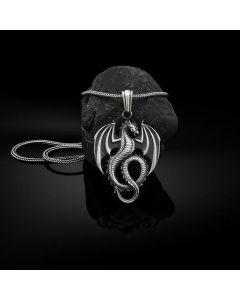 Buddha Stones Pure Tin Dragon Luck Success Necklace Pendant - Dragon Pendant&Common Chain