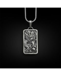 Buddha Stones Pure Tin Dragon Success Protection Necklace Pendant - Dragon Pendant&Titanium Steel Chain
