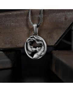 Buddha Stones Pure Tin Pisces Double Koi Fish Wealth Necklace Pendant - Pure Tin Koi Fish