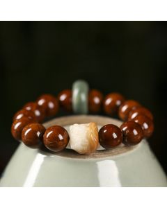 Buddha Stones Purple Bodhi Seed Dancing Lion Wisdom Bracelet - Bodhi Seed&Gradient Dancing Lion(Wrist Circumference 15-17cm)