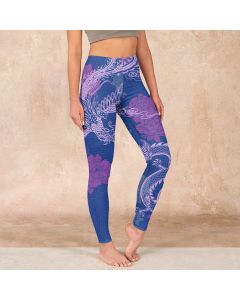 Buddha Stones Purple Dragon Phoenix Flowers Print Gym Leggings Women's Yoga Pants - SlateBlue / US18，UK/AU22，EU50 (4XL)