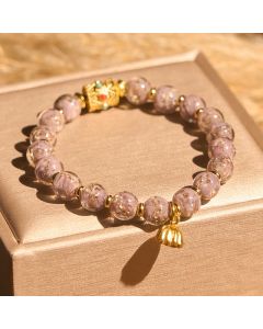 Buddha Stones Purple Liuli Glass Luck Bracelet - Liuli Glass(Wrist Circumference: 15-16cm)