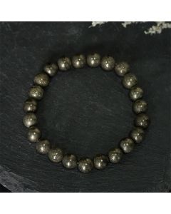Buddha Stones Pyrite Round Beads Confidence Abundance Bracelet - Pyrite(Wrist Circumference:15-16 cm)