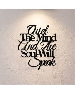 Buddha Stones Quiet The Mind And The Soul Will Speak Black Iron Metal Meaningful Symbols Wall Art - Approx. 22.11cm x 25cm x 0.1cm / 8.70in x 9.84in x 0.04in