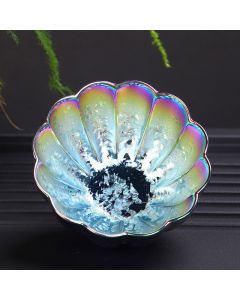 Buddha Stones Rainbow Color Jianzhan Ceramic Teacup Kung Fu Tea Cup Bowl - Colorful Lotus Design Cup 7.5cm*4.8cm*70ml