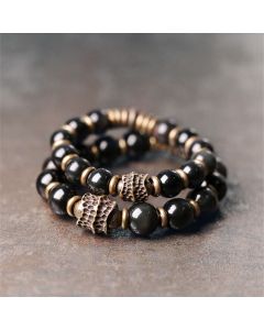 Buddha Stones Rainbow Obsidian Copper Love Healing Bracelet - 18cm(12mm)