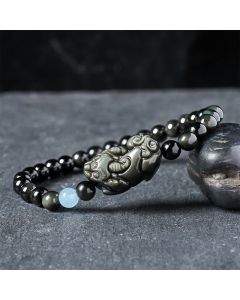 Buddha Stones Rainbow Obsidian Pi Xiu Bracelet for Wealth and Positive Transformation - Pi Xiu 6mm (Wrist Circumference: 5.5–5.9 in/14–15 cm)