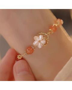 Buddha Stones Red Agate Tridacna Stone Flower Confidence Bracelet - Red Agate(Confidence♥Calm)