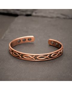Buddha Stones Red Copper Koi Fish Grounding and Success Open Cuff Bracelet - Red Copper(Inner Diameter: Approx. 55mm)