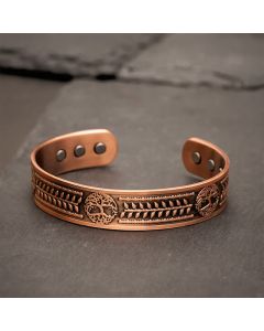 Buddha Stones Red Copper Tree of Life Unity Engraved Cuff Bracelet - Red Copper(Inner Diameter: Approx. 58 mm)
