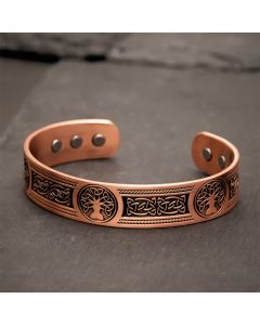 Buddha Stones Red Copper Tree of Life Unity Vintage Open Cuff Bracelet - Red Copper(Inner Diameter:  Approx. 58mm)