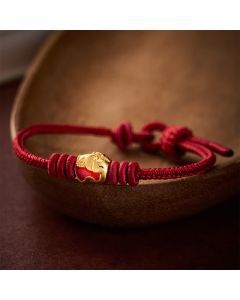 Buddha Stones Red Elephant Red String Lucky Protection Bracelet - Dark Red(Wrist Circumference 5.9–6.7 in /15–17 cm)