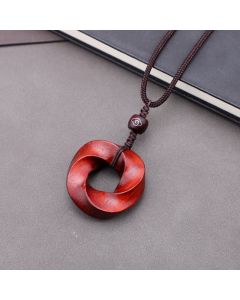 Buddha Stones Red Sandalwood Infinite Knot Eternity Rope Pendant Necklace - Red Sandalwood(Blessing ♥ Wealth)
