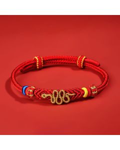 Buddha Stones Red String Eight Thread Peace Knot Year Of The Snake Protection Braided Bracelet - Kid(Wrist Circumference: 11-15cm)