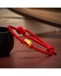 Buddha Stones Red String Elephant Copper Faith Bracelet - Red