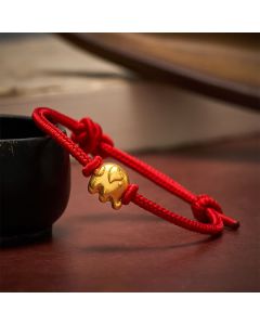 Buddha Stones Red String Elephant Copper Protection Bracelet - Red