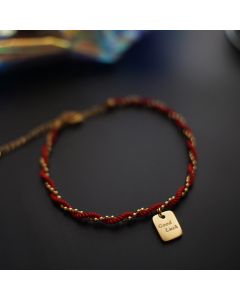 Buddha Stones Red String Gold Plated Copper Good Luck Strength Bracelet - Red String(Wrist Circumference: 15-19cm)