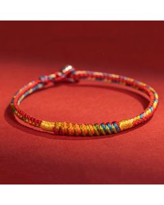 Buddha Stones Multicolor Red String Alloy 925 Sterling Silver Buckle Protection Bracelet - 925 Sterling Silver Buckle / 19cm