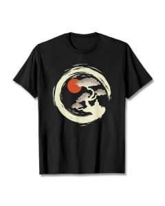 Buddha Stones Red Sun Pine Zen Circle Meditation Person Tee T-shirt - LightGrey / 2XL