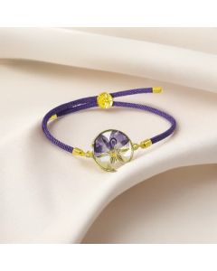 Buddha Stones Resin Handmade Birth Flower Adjustable Braided Rope Bracelet - Holly(Wrist Circumference:17–22 cm)