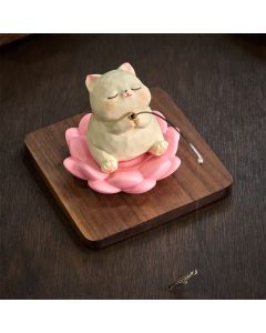 Buddha Stones Resin Lotus New Beginnings Cute Animal Fishing Desk Decor - Cat Fishing - Lotus Base A / Resin (Protection ♥ Stability Energy)