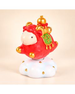 Buddha Stones Resin Rotating Prosperity Chinese Zodiac Goat Sheep Desk Ornament Cute Animal Decor - Red Approx. 4.2 cm × 4.2 cm × 6 cm