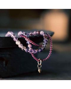 Buddha Stones Retro 6mm Amethyst 4mm Garnet Multilayer Balance Bracelet - 0.39in Amethyst & 0.16in Garnet(Wrist Circumference: 6.7-6.9in)