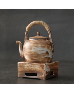 Buddha Stones Retro Brown Chinese Gongfu Tea Ceramic Kung Fu Teapot 700ml With Base - Brown 15.7cm*17.0cm*700ml