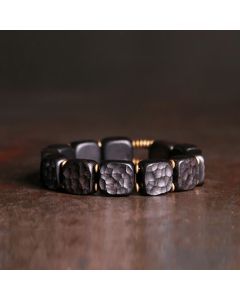 Buddha Stones Retro Ebony Wood Texture Style Copper Peace Balance Bracelet - 17-17.5cm